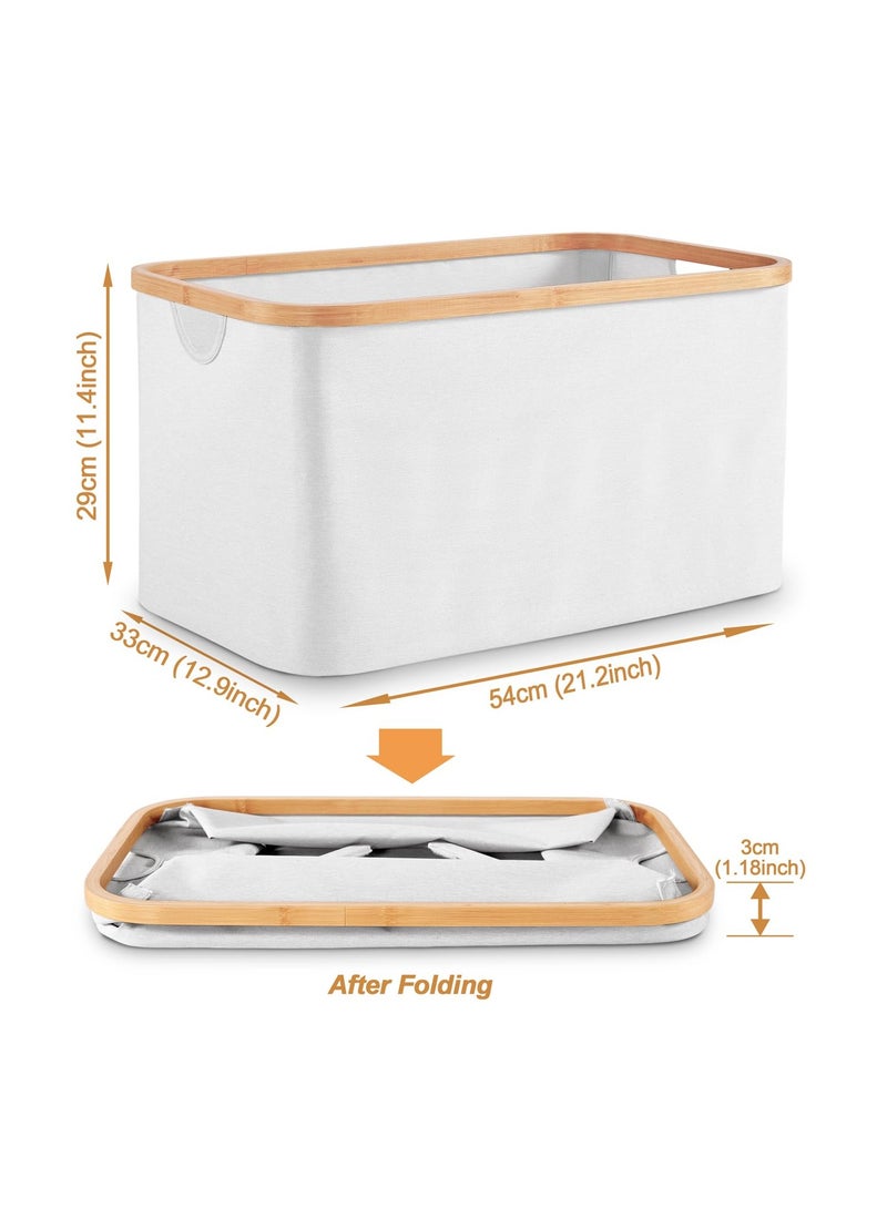 SYOSI 50L Collapsible Fabric Laundry Basket, Foldable Wicker Hamper with Bamboo Frame, Space-Saving Storage Basket for Dirty Clothes and Organizing, Portable Washing Basket for Bedroom - Image 2