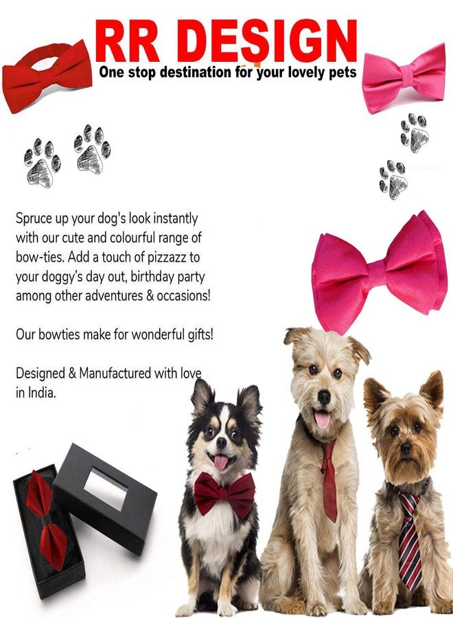 RR DESIGN Cotton Jumbo Size Adjustable Fashion Party, Function, Weeding Cum Formal Costume Neck Bow Tie Cum Necktie For Dog/Puppy/Cat/Kitten (M, Pink),?10 cm,W_10 cm - Image 2