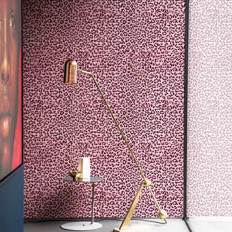 JiffDiff Leopard Print Peel and Stick Wallpaper, Waterproof Removable Self Adhesive Textured Wall Paper, Black and Pink Unique Funky Cheetah Contact Paper for Bedroom and Bathroom 120"X17.3"(14.4 sq. ft) - Image 4