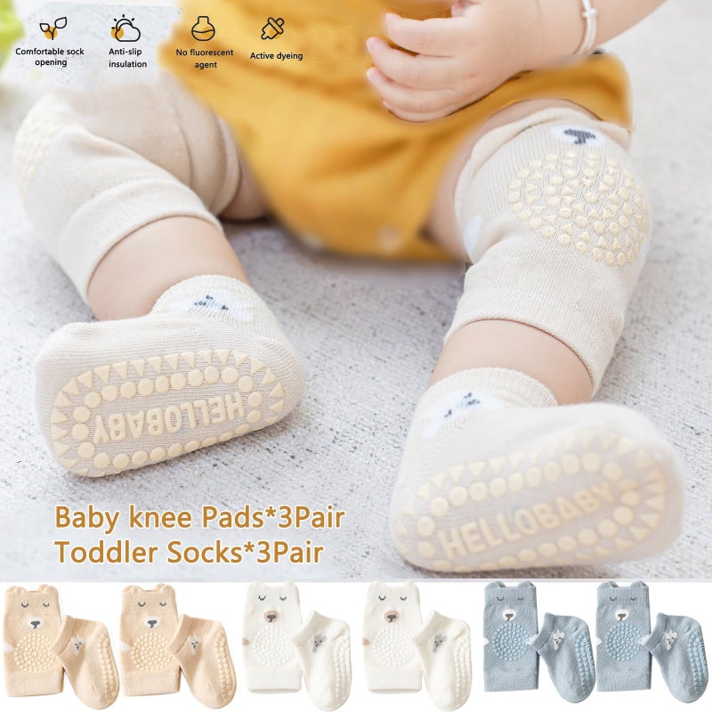 ISANPAN Unisex Baby Crawling Anti-Slip Knee Pads and Socks,Save Baby Knee and Ankle (Color A, 6-12 Months) - Image 3