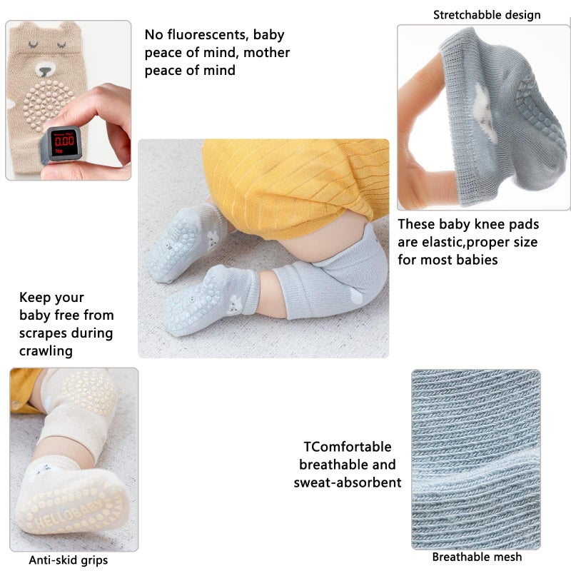ISANPAN Unisex Baby Crawling Anti-Slip Knee Pads and Socks,Save Baby Knee and Ankle (Color A, 6-12 Months) - Image 4