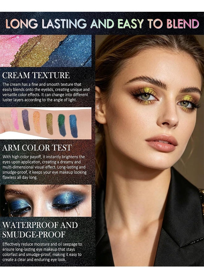 Faiccia Liuguang Phantom Clear Elastic Eyeshadow,Smoky Purple Chameleon Shimmer Creamy Eyeshadow High Pigment Long Lasting Sparling Eyeshadow Palette, Smooth Iridescent Eye shadow Brightener,Eyes Makeup for Women,04# - Image 3
