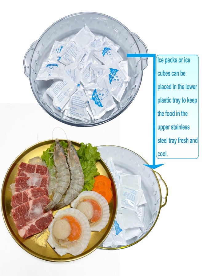 AUZPFRUM Silver Chilled Serving Tray for Parties 11.8" Compartments Ice Bowl Keeps Food Fruit Dish Cold Platter for Vegetable Seafood Shrimp Cocktail Appetizer Oysters Cheese - Image 3
