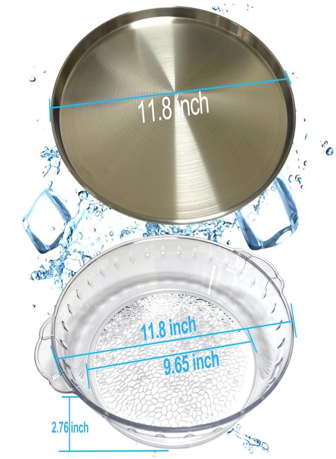 AUZPFRUM Silver Chilled Serving Tray for Parties 11.8" Compartments Ice Bowl Keeps Food Fruit Dish Cold Platter for Vegetable Seafood Shrimp Cocktail Appetizer Oysters Cheese - Image 2