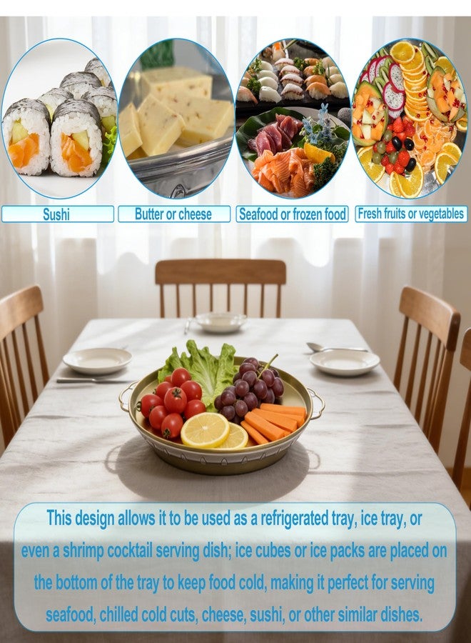 AUZPFRUM Silver Chilled Serving Tray for Parties 11.8" Compartments Ice Bowl Keeps Food Fruit Dish Cold Platter for Vegetable Seafood Shrimp Cocktail Appetizer Oysters Cheese - Image 4