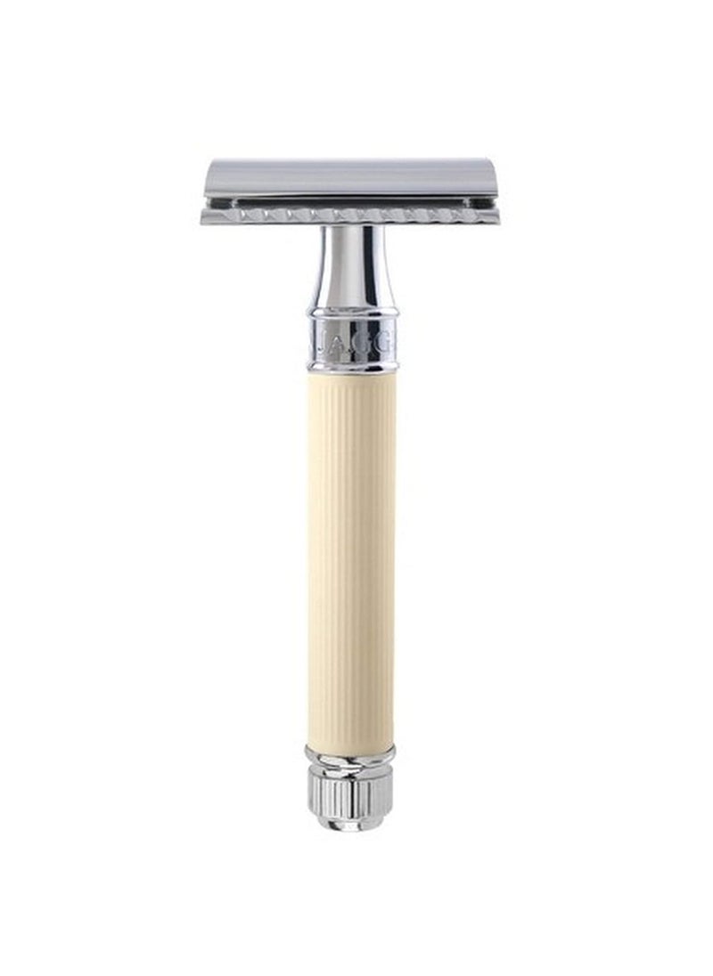 Edwin Jagger Edwin Jagger Double Edge Safety Razor With Long Handle Blue Ivory Rubber 