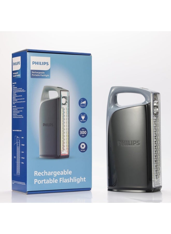 Philips 10W Portable Rechargeable Emergency Lantern | 1000 Lumens Brightness | 3-in-1 Function (Flashlight / Camping / RGB Ambient Light) | 4000 mAh Battery | USB Type-C Charging | LED Indicators | Durable ABS Body | Ideal for Home, Outdoor, Camping, Hiking & Emergency black - Image 1