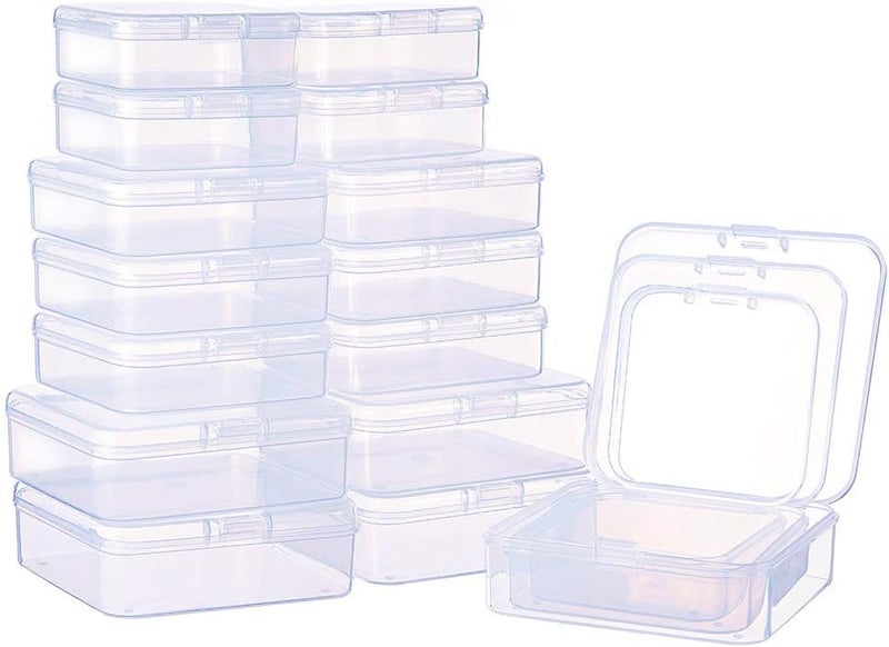 BENECREAT 27 Pack Mixed Size Rectangle Mini Transparent Plastic Bead Storage Containers with Lid for Items, Pills, Herbs, Tiny Pearl, Jewellery - Image 1