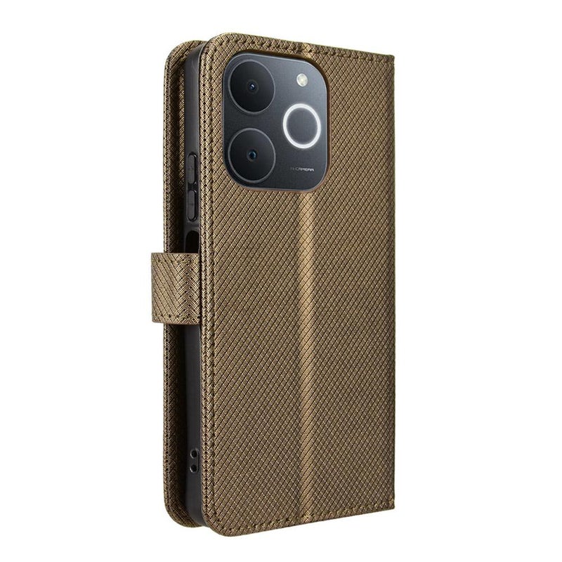 erorex For Realme C71 4G India / Note 70T 4G Diamond Texture Leather Phone Case(Brown) - Image 3