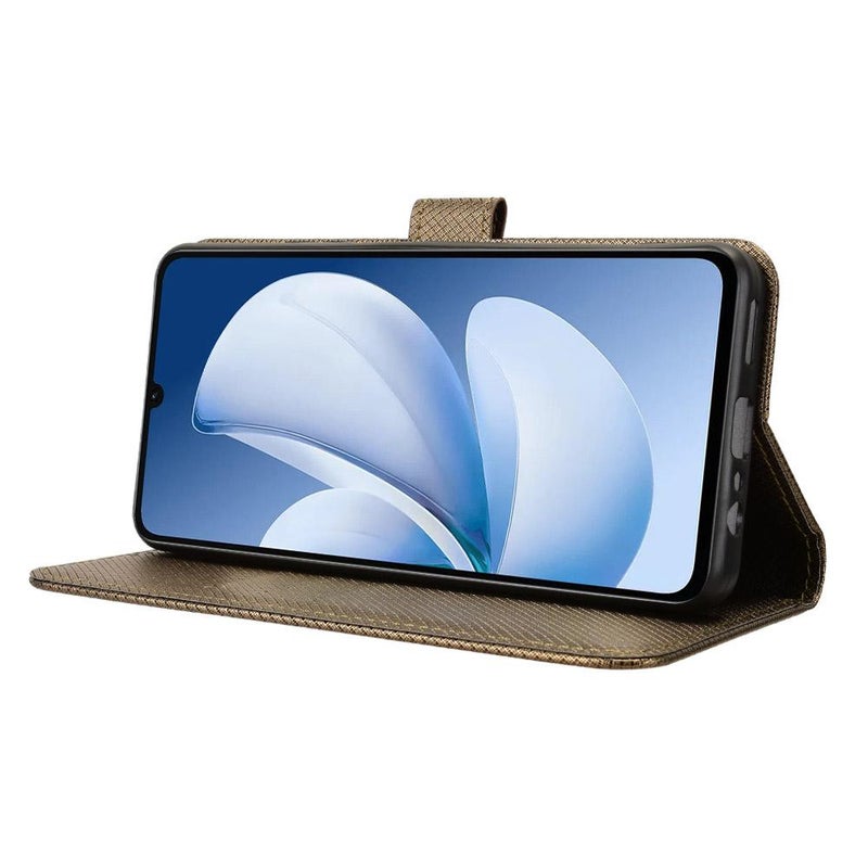 erorex For Realme C71 4G India / Note 70T 4G Diamond Texture Leather Phone Case(Brown) - Image 5