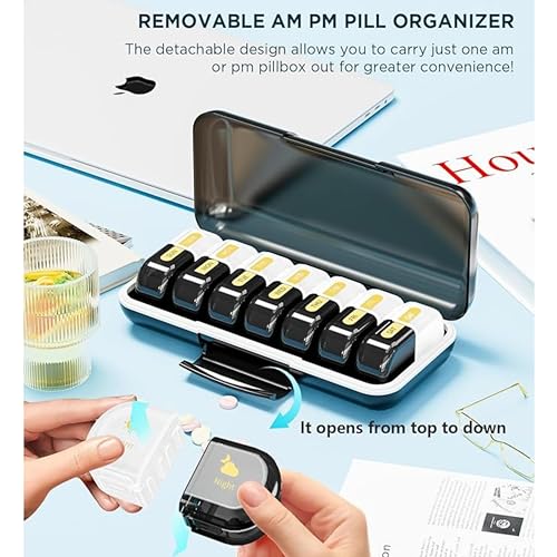 POPCUBE Premium Medicine Organizer Box 2 times a day with Detachable Compartments-Pill Organizer Box for Travel, storing medicines, pills, supplements (Black & White) - Image 4