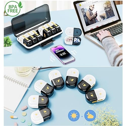 POPCUBE Premium Medicine Organizer Box 2 times a day with Detachable Compartments-Pill Organizer Box for Travel, storing medicines, pills, supplements (Black & White) - Image 5