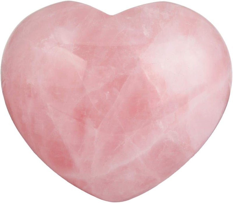 mookaitedecor Healing Crystals Rose Quartz Heart Love Worry Palm Stone Reiki Balancing 1.6 Inch