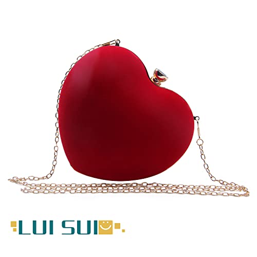 LUI SUI Women Heart Purse Wedding Party Evening Bag Cute Heart Shaped Clutch Small Cocktail Prom Tote Handbag - Image 2