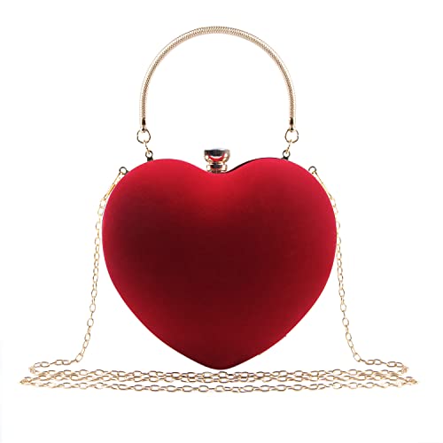 LUI SUI Women Heart Purse Wedding Party Evening Bag Cute Heart Shaped Clutch Small Cocktail Prom Tote Handbag - Image 1