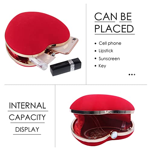 LUI SUI Women Heart Purse Wedding Party Evening Bag Cute Heart Shaped Clutch Small Cocktail Prom Tote Handbag - Image 5