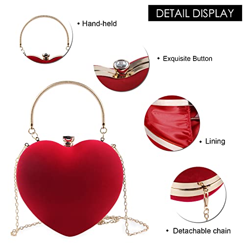LUI SUI Women Heart Purse Wedding Party Evening Bag Cute Heart Shaped Clutch Small Cocktail Prom Tote Handbag - Image 3
