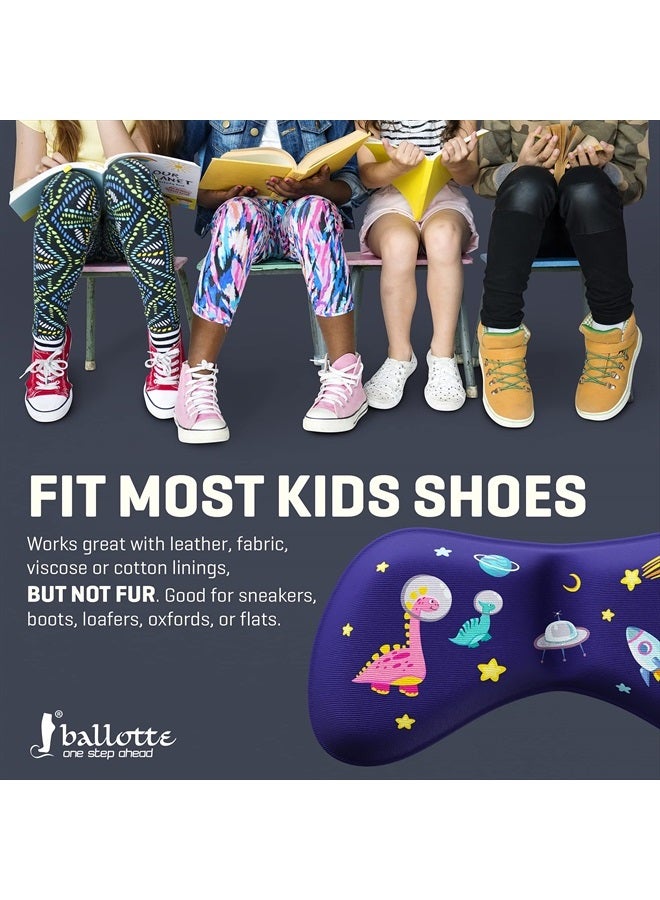 Ballotte 4 Soft Heel Pads for Loose Shoes [Kids Shoe Inserts Improve Shoe Fit] Prevent Skin Rubbing and Blister, Extra Sticky Dinosaur Heel Cushion for Girls and Boys School Shoes, Toddler Shoes - Image 5