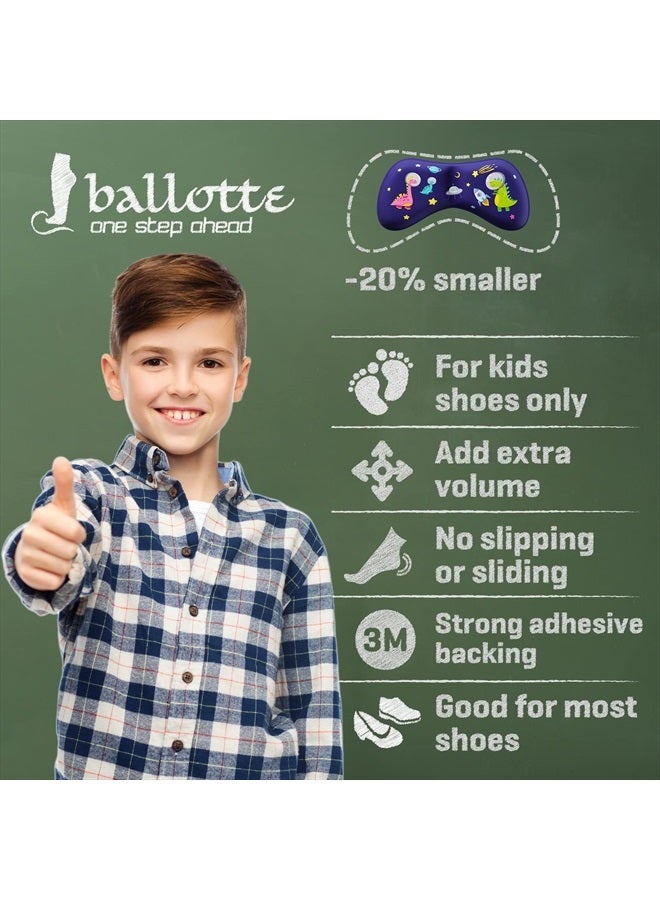 Ballotte 4 Soft Heel Pads for Loose Shoes [Kids Shoe Inserts Improve Shoe Fit] Prevent Skin Rubbing and Blister, Extra Sticky Dinosaur Heel Cushion for Girls and Boys School Shoes, Toddler Shoes - Image 2