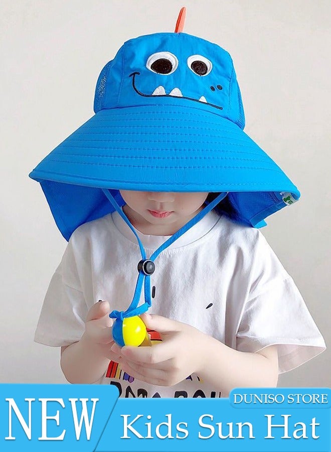 DUNISO Kids Sun Hat UPF 50+ Sun Protection Cap, Wide Brim Beach Hats with Mesh and Adjustable Chin Strap Cartoon Sun Hat for Girl Boy Ages 2~10 - Image 1