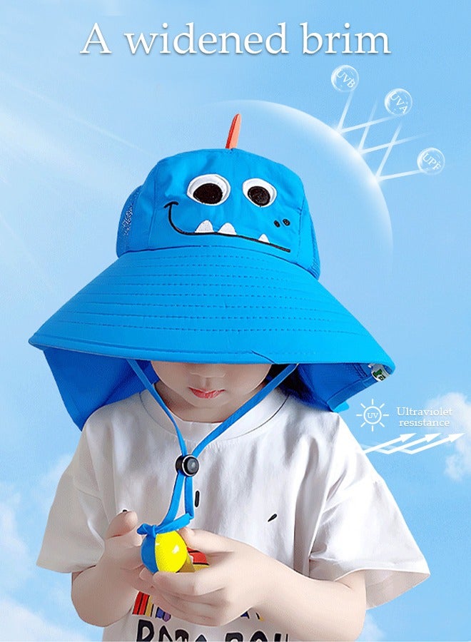DUNISO Kids Sun Hat UPF 50+ Sun Protection Cap, Wide Brim Beach Hats with Mesh and Adjustable Chin Strap Cartoon Sun Hat for Girl Boy Ages 2~10 - Image 2