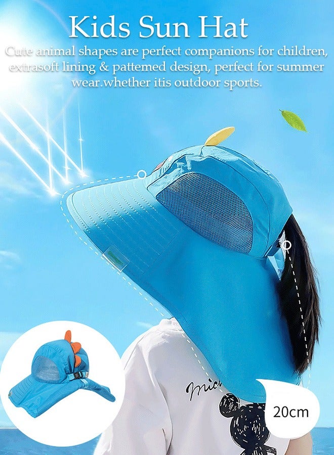 DUNISO Kids Sun Hat UPF 50+ Sun Protection Cap, Wide Brim Beach Hats with Mesh and Adjustable Chin Strap Cartoon Sun Hat for Girl Boy Ages 2~10 - Image 3