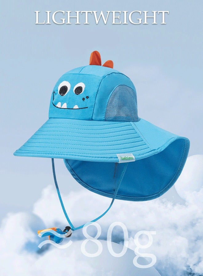 DUNISO Kids Sun Hat UPF 50+ Sun Protection Cap, Wide Brim Beach Hats with Mesh and Adjustable Chin Strap Cartoon Sun Hat for Girl Boy Ages 2~10 - Image 5