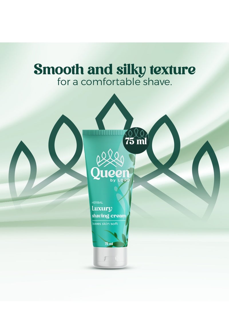 Queen By Lord Shaving Cream For Sensitive Skin Herbal Scent (Travel Size) 75ml - Image 3