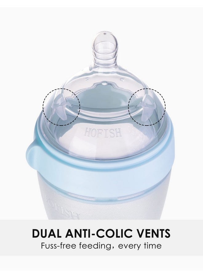 HOFISH Silicone Baby Bottle, Anti-Colic, Natural Feel, Easy To Clean Pink, 5 Ounce For 0-6M  - Image 3