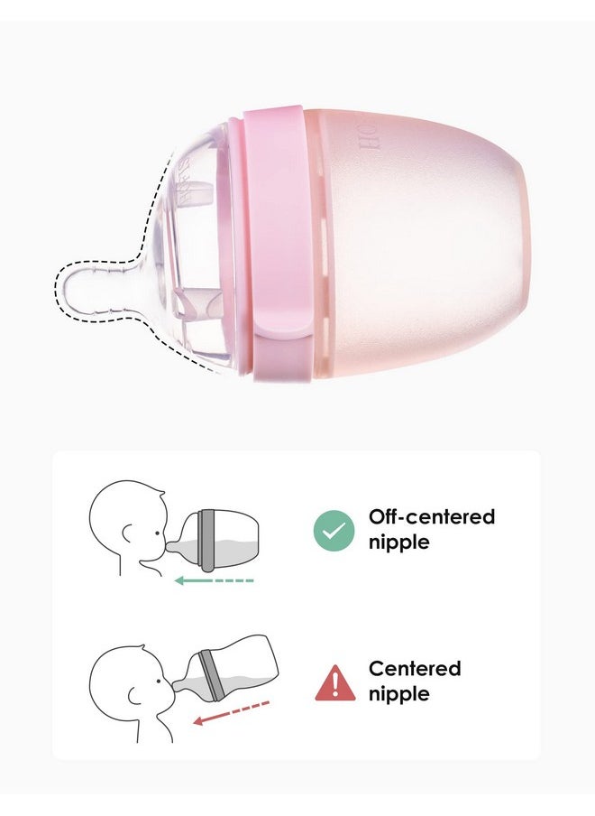 HOFISH Silicone Baby Bottle, Anti-Colic, Natural Feel, Easy To Clean Pink, 5 Ounce For 0-6M  - Image 2