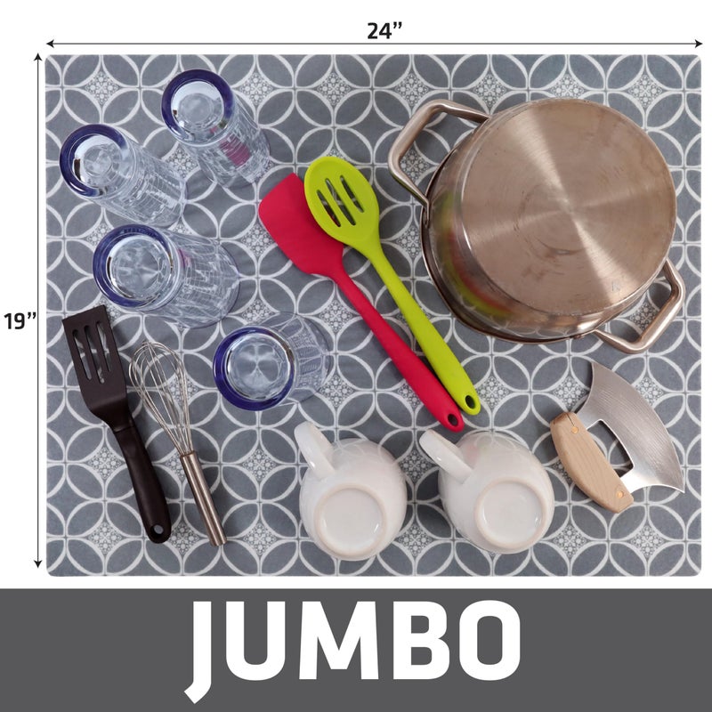 Drymate Jumbo XL Dish Drying Mat (19â€x24â€), Low-Profile, Super Absorbent, Quick Dry Fabric, Waterproof & Slip-Resistant, for Kitchen Counter, Trimmable, Easy to Clean (USA Made)(Indigo Grey) - Image 5