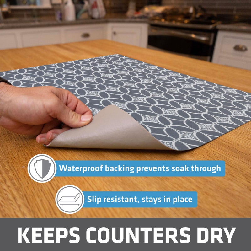 Drymate Jumbo XL Dish Drying Mat (19â€x24â€), Low-Profile, Super Absorbent, Quick Dry Fabric, Waterproof & Slip-Resistant, for Kitchen Counter, Trimmable, Easy to Clean (USA Made)(Indigo Grey) - Image 3