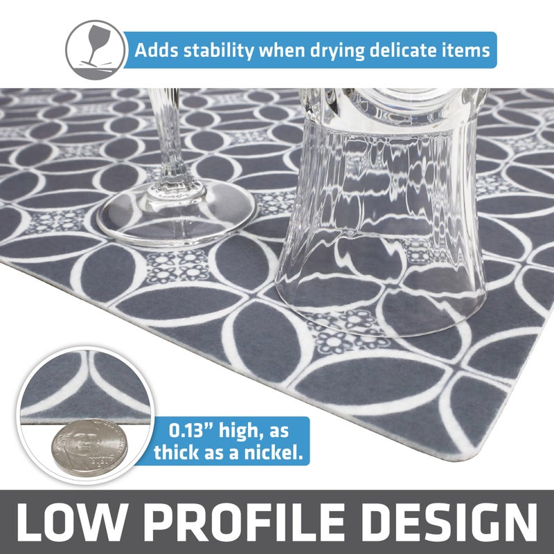 Drymate Jumbo XL Dish Drying Mat (19â€x24â€), Low-Profile, Super Absorbent, Quick Dry Fabric, Waterproof & Slip-Resistant, for Kitchen Counter, Trimmable, Easy to Clean (USA Made)(Indigo Grey) - Image 4