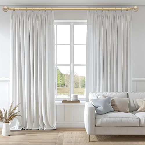 QDWIS 2 Pack Gold Curtain Rods for Windows 28 to 48 inch,1" Adjustable Heavy Duty Window Curtain Rod with Leaf Finials,Rustic Decorative Drapery Rods Set,Size:18-60'' - Image 2