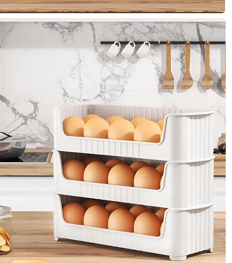 JIGSHTIAL Stackable Egg Holder Egg Storage Containers for Refrigerator - 10-Egg Storage Container, Durable Plastic, Egg Organizer for Refrigerator Egg Tray, Egg Storage Box (inda tray_pack of 3) - Image 1