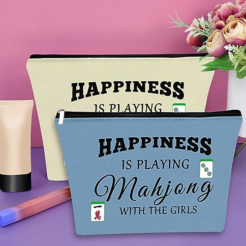 Sazuwu 2PCS Mahjong Themed Makeup Bag Unique Cosmetic Gifts for Mahjong Players Friends Birthday Christmas Travel Pouch - Image 4
