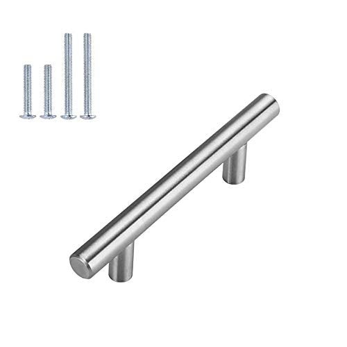 homdiy 10 Pack |Cabinet Handles Brushed Nickel Cabinet Pulls Cabinet Hardware 2-1/2in Hole Centers Drawer Pulls Kitchen Cupboard Euro T Bar Dresser Pulls 201SN - Image 1