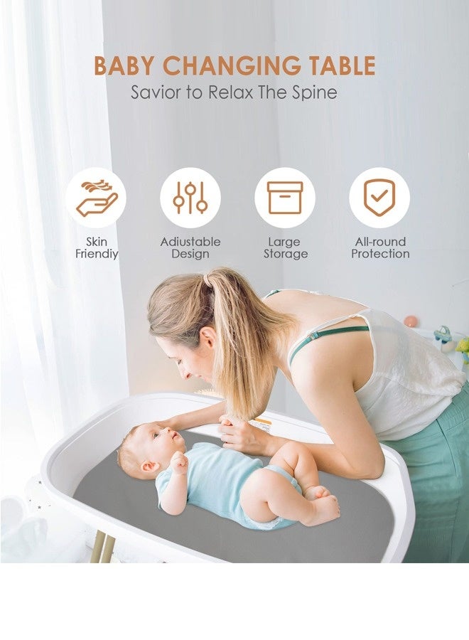 Deluxe baby changing table dresser diaper station with changing pad adjustable height top changing table with nursery organizer and Large storage rack for newborn baby and infant - Image 4