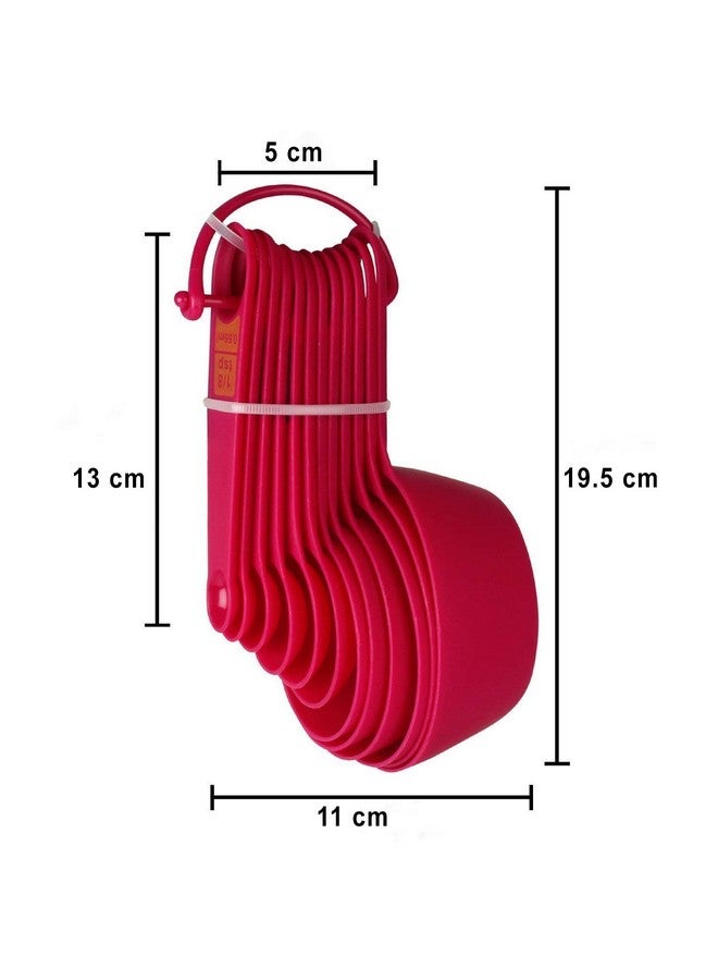 INOVERA (LABEL) Plastic 12 Piece Measuring Cups and Spoons for Kitchen Cake Baking and Cooking Teaspoon Tablespoon Spoon Accessories Tools Set (Pink) - Image 2