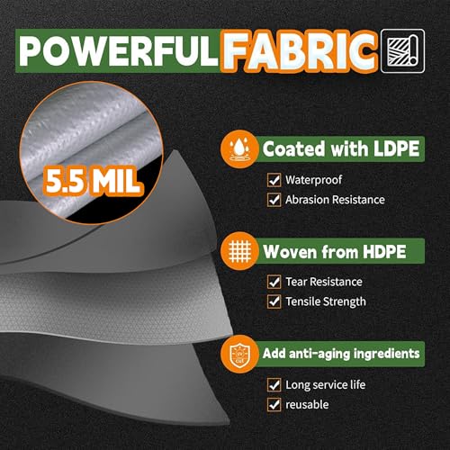 RAINDEWAY Small Tarps Waterproof 4x4 Feet（Pack of 2） 5.5 Mil Thick, Multipurpose Waterproof Poly Tarp Cover，Camping Tarpaulin Silver/Blue Tarp Finished Size - Image 3