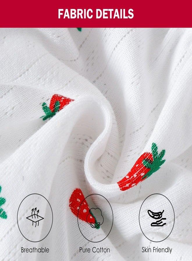 ROMPERINBOX Baby Girl Bodysuit Cotton Spaghetti Strap Sleeveless Onsies Summer Infant Camisole Romper (Strawberry,0-3 Months) - Image 4
