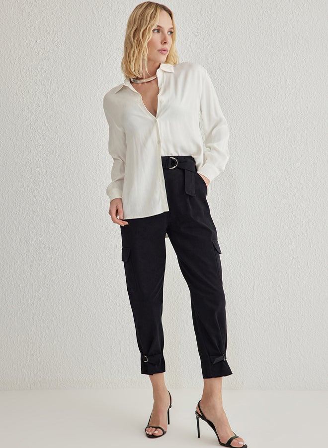 trendyol Black Belted Cargo Woven Trousers - Image 1