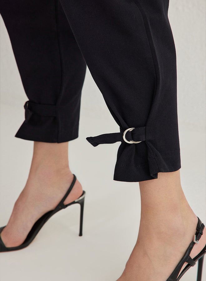 trendyol Black Belted Cargo Woven Trousers - Image 4