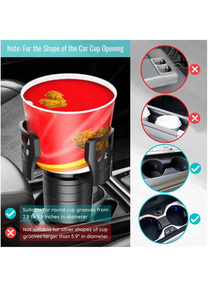 SYOSI 4 in 1 Car Cup Holder, Multifunctional Expander Adapter with Adjustable Base, All Purpose Car Cup Holder, and Organizer, 360 Degrees Rotating Car Cup Mount Stand Extender or Extender for Car - Image 3