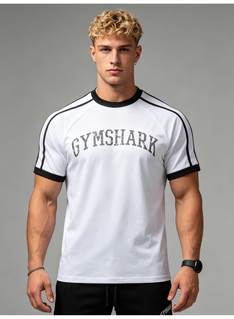 جيمشارك GYMSHARK American retro sports T-shirts for men and women with the same contrast color, short sleeves and loose breathable fitness and leisure tops. - Image 5