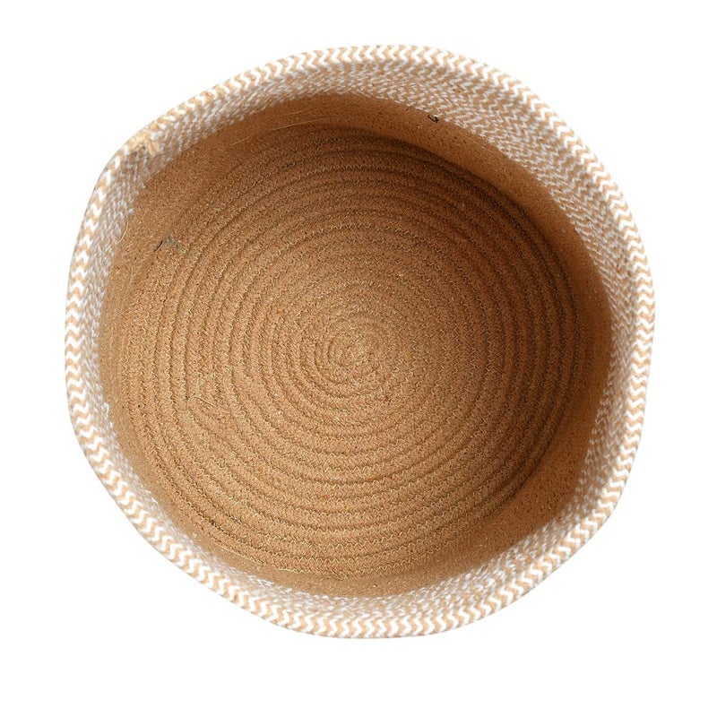 pepme pepme Top Criss Cross Round Basket White Beige 12x12 Pack of 1  - Image 4