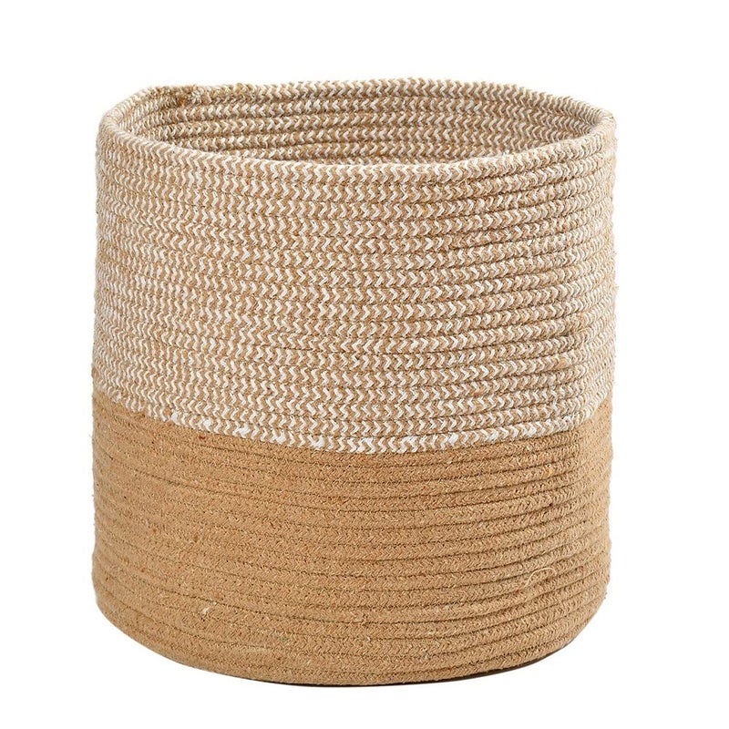 pepme pepme Top Criss Cross Round Basket White Beige 12x12 Pack of 1  - Image 2