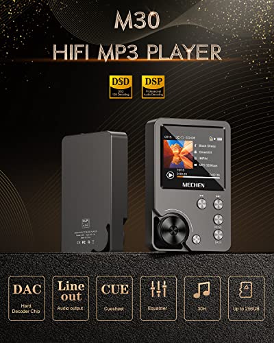 MECHEN M30 HiFi MP3 Player, Lossless DSD High Resolution Digital Audio Music Player, High-Res Portable Audio Player with 64GB Memory Card (Gray) - Image 2