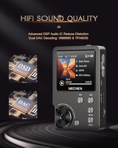 MECHEN M30 HiFi MP3 Player, Lossless DSD High Resolution Digital Audio Music Player, High-Res Portable Audio Player with 64GB Memory Card (Gray) - Image 3