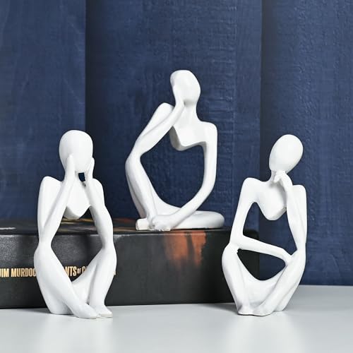 ZAICUS Set of 3 White Resin Thinker Statues – Abstract Modern Art for Home, Office, and Chic Décor, Thoughtful Gift for Any Occasion - Image 1